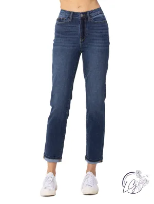 Margaret High-Waist Cool Denim Sustainable Cuff By Judy Blue