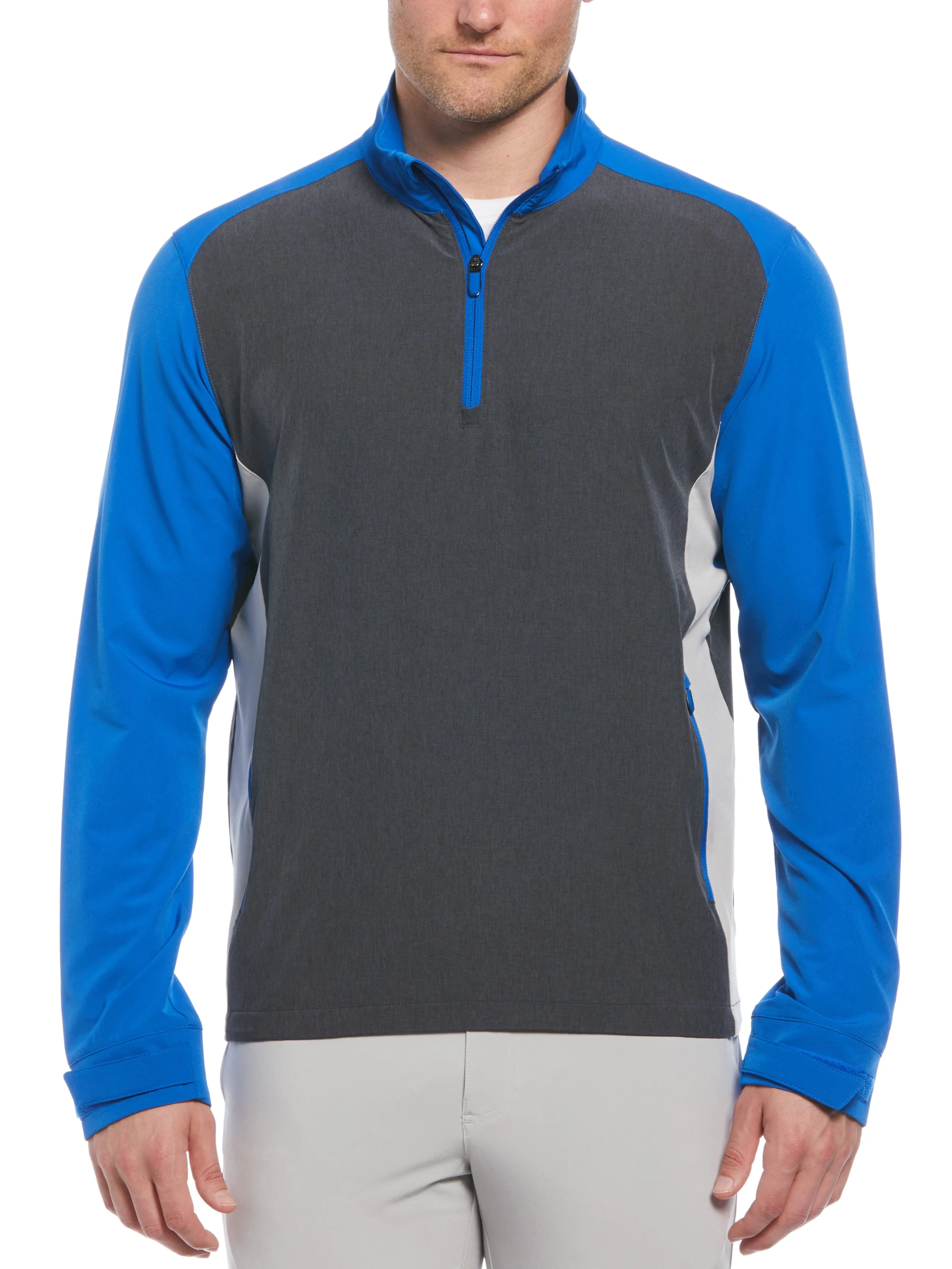 Mens Heathered Block Quarter Zip Golf Jacket