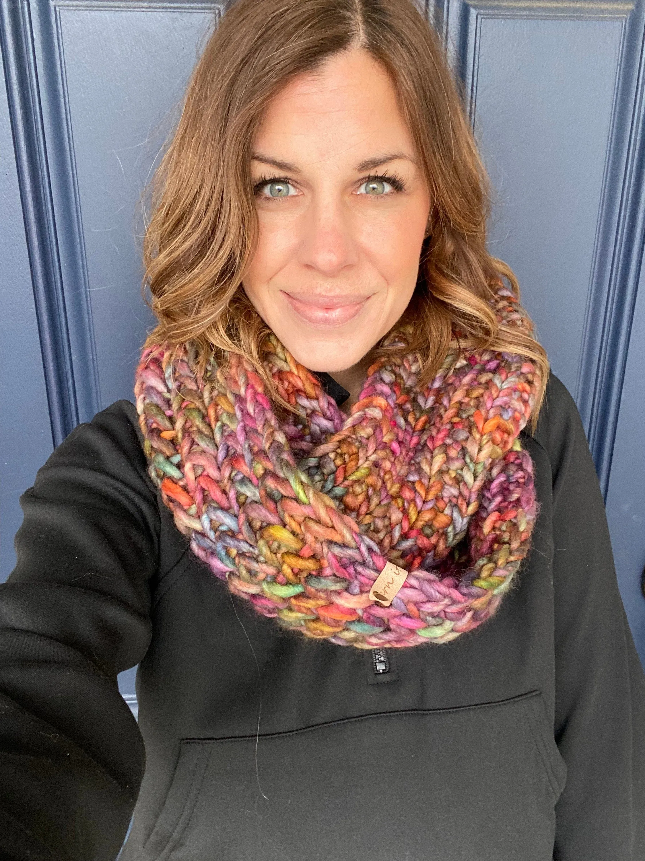 Merino wool knit infinity scarf