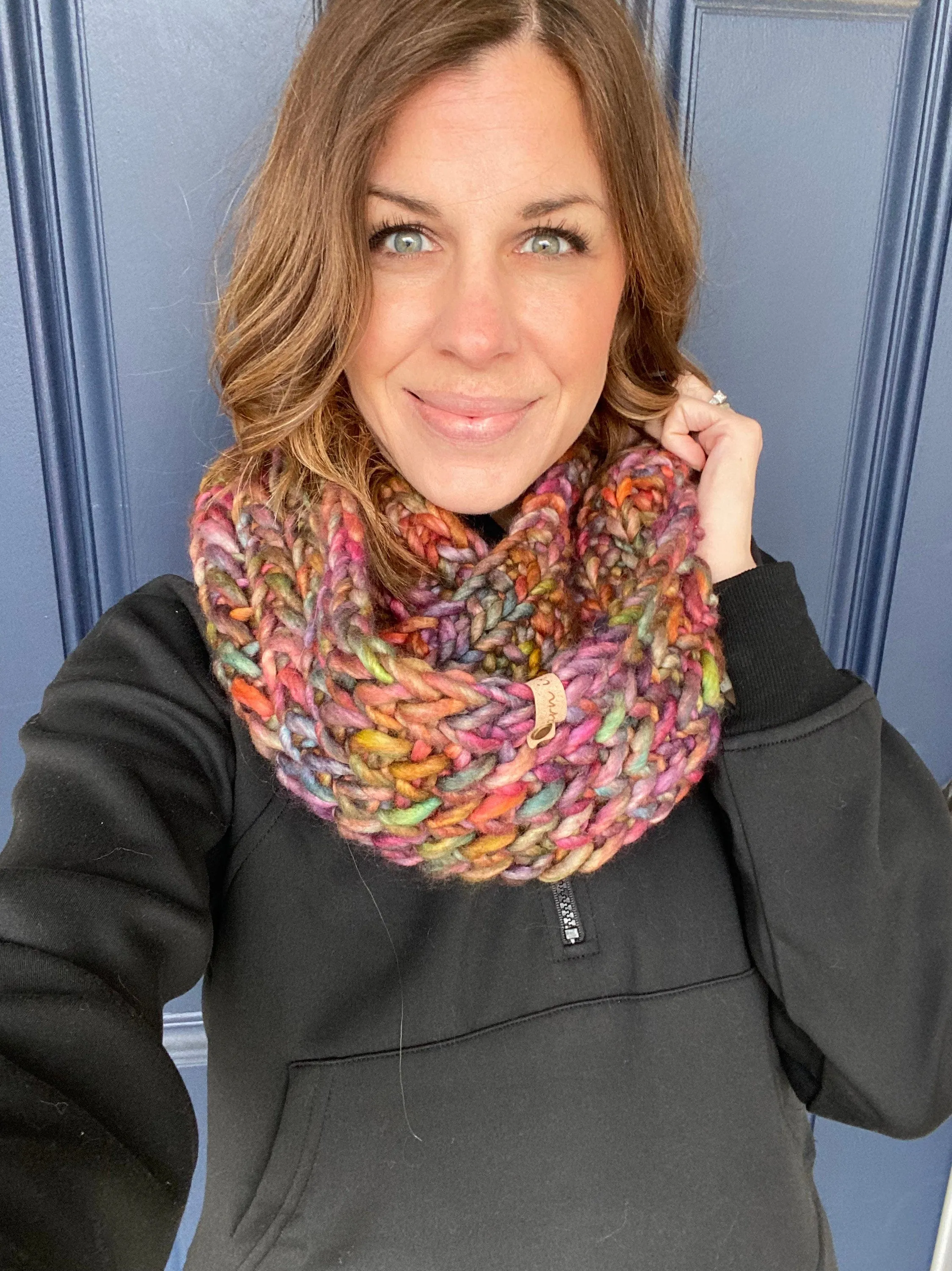 Merino wool knit infinity scarf