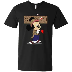 Mickey Mouse Love Couple T-shirt Valentine's Day T-shirt Men V-Neck T-Shirt