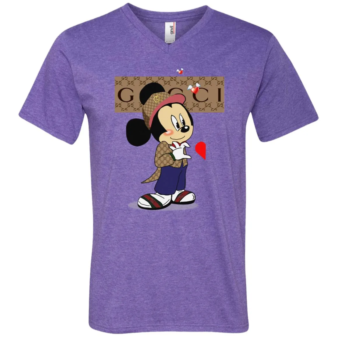 Mickey Mouse Love Couple T-shirt Valentine's Day T-shirt Men V-Neck T-Shirt