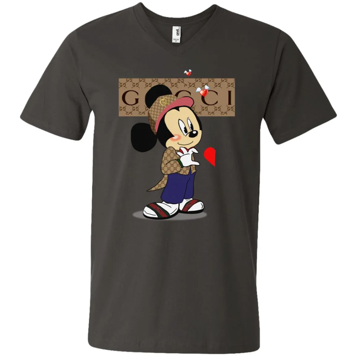 Mickey Mouse Love Couple T-shirt Valentine's Day T-shirt Men V-Neck T-Shirt