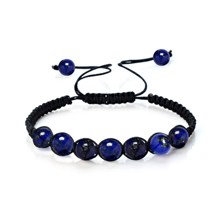 Natural Stone Purple Wafer Bead Braided Bracelet