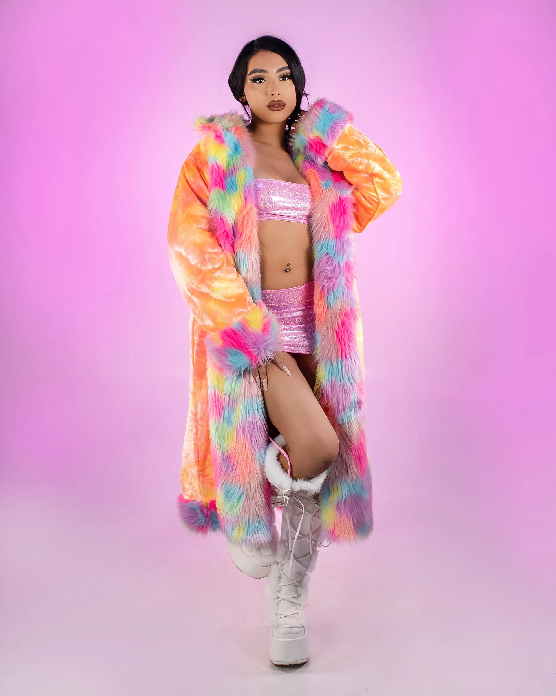 Neon Dreams Unisex Faux Fur Coat