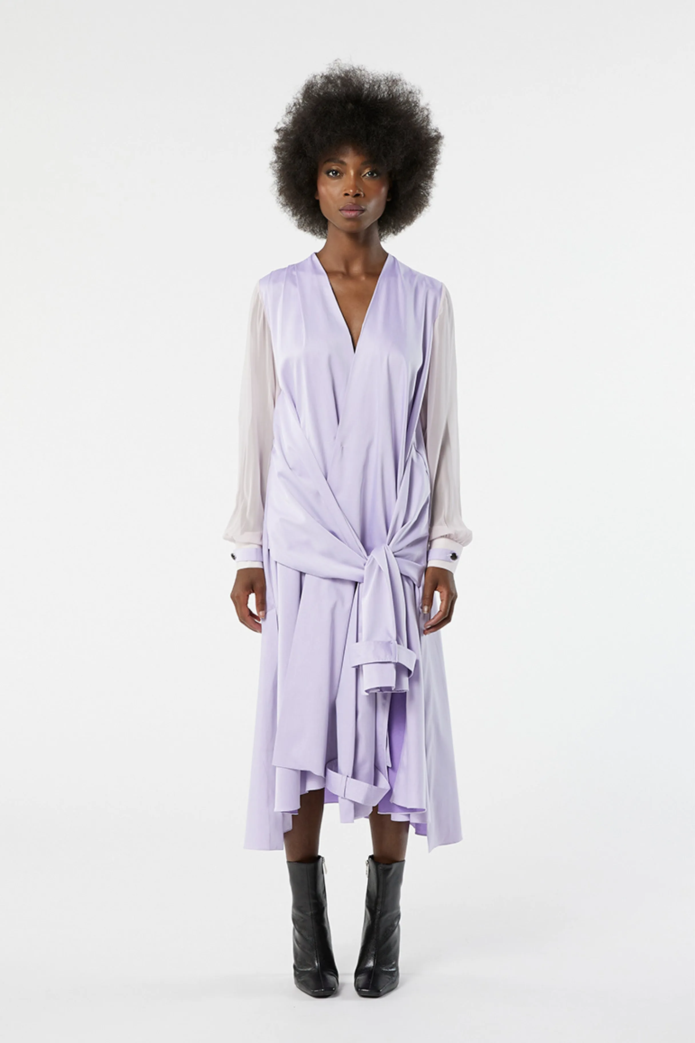 NEVADA lilac - cotton knotted dress