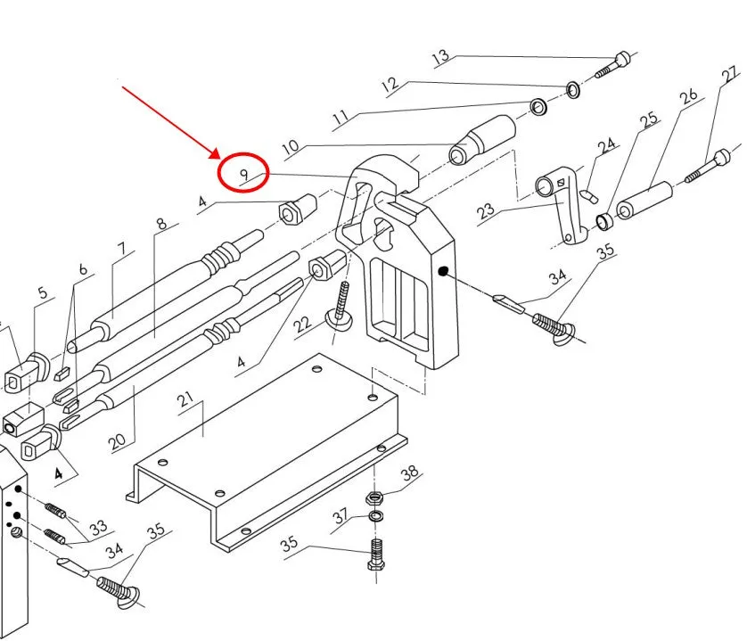 Part #9 Right Stand for KAKA Industrial W01-2422 24-Inch Slip Roll Machine