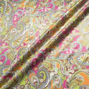 Pink & Lime Paisley Vision Printed Pure Silk