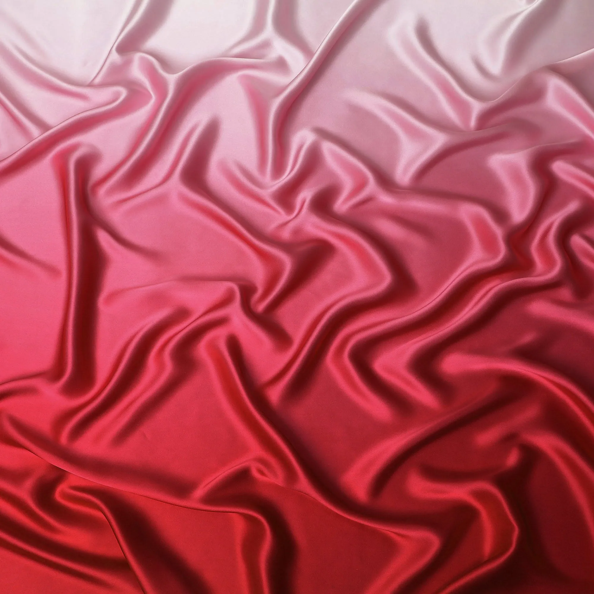 Radiant Blush to Crimson Ombre Silk Satin Fabric, 110 cm Width - Imported from South Korea-D20247