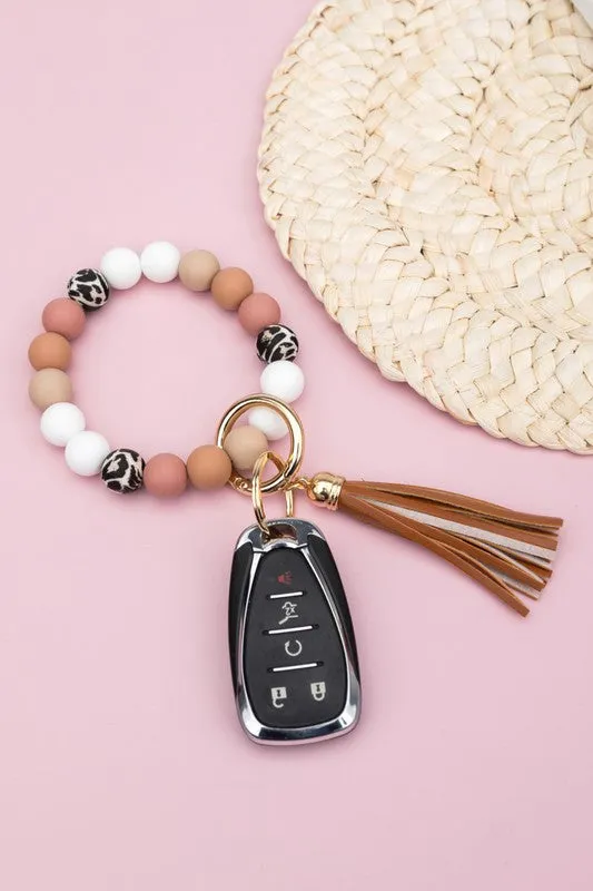 Silicone Monochromatic Key Ring Bracelet