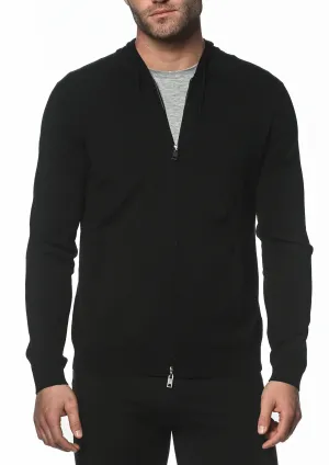 Silk Blend Knitted Hoodie (Black)