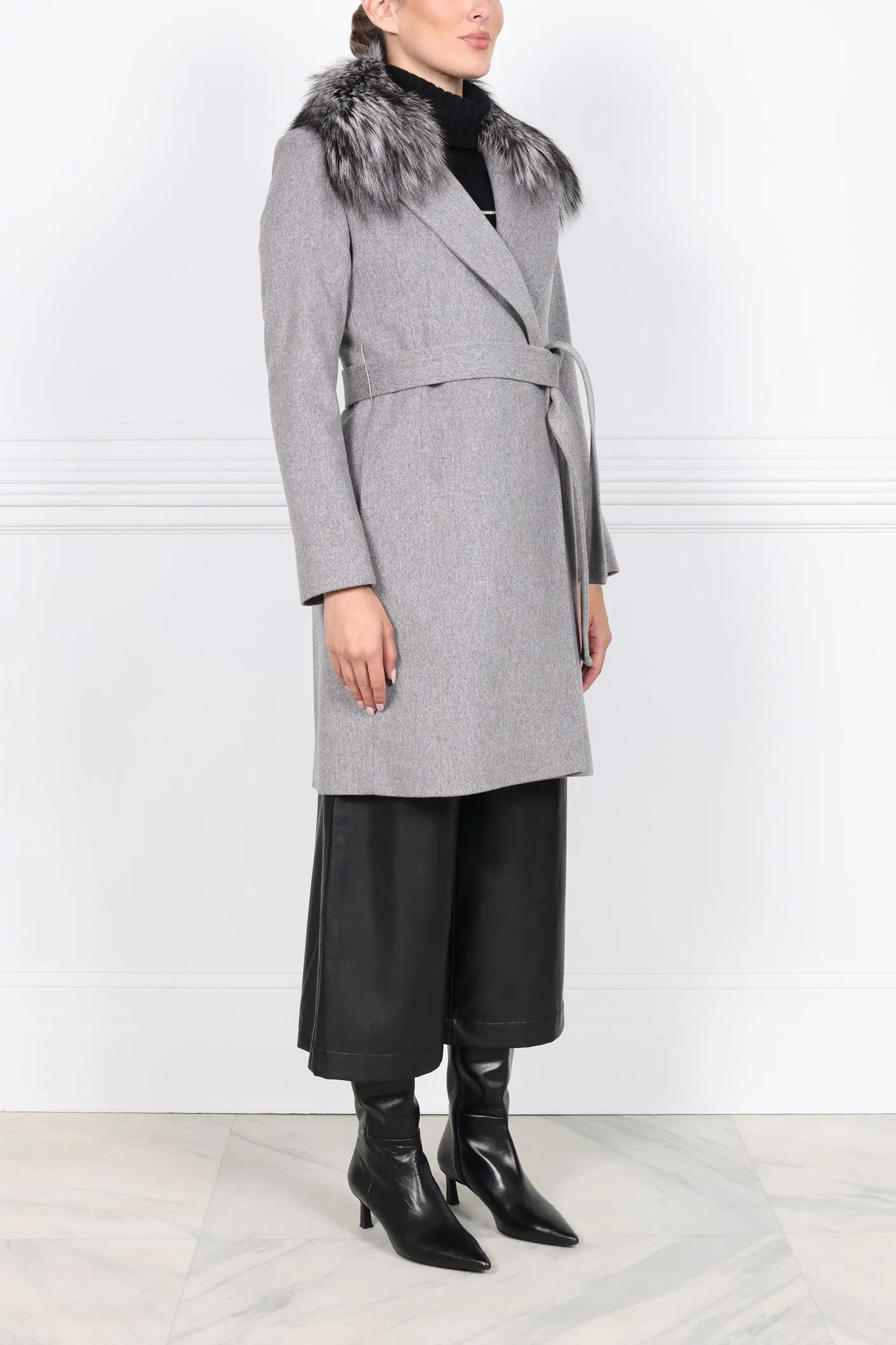 The Amal Wool Coat with  Fur Collar