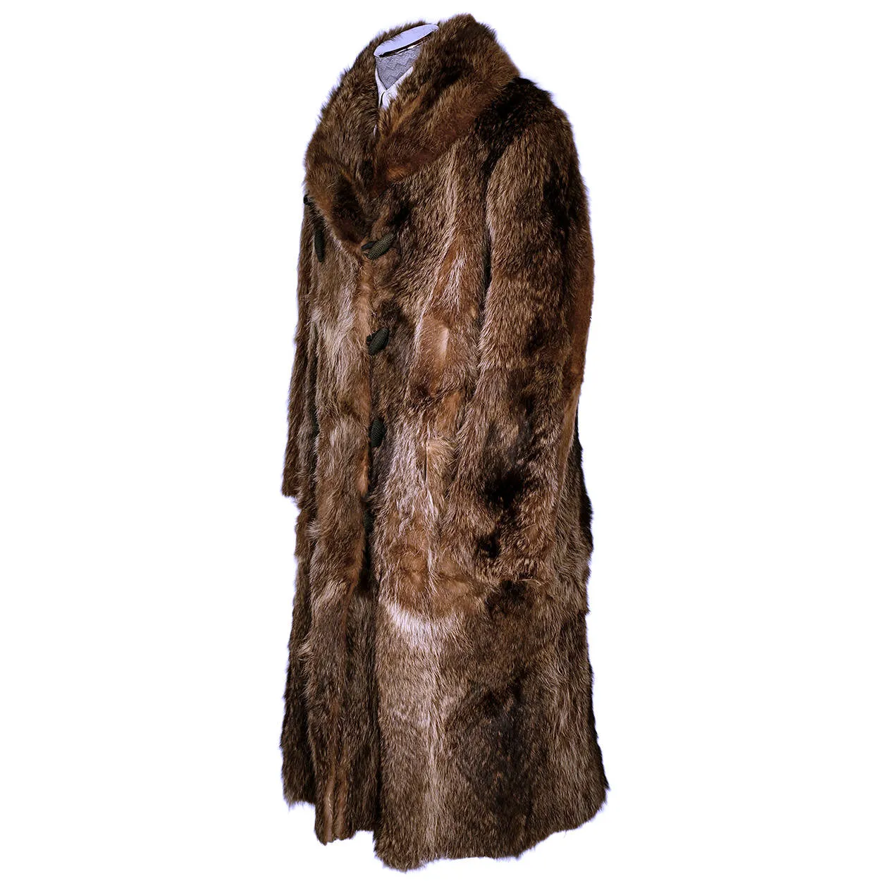 Vintage 1920s Mens Raccoon Fur Coat Ivy League Football Fan