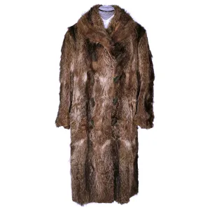 Vintage 1920s Mens Raccoon Fur Coat Ivy League Football Fan