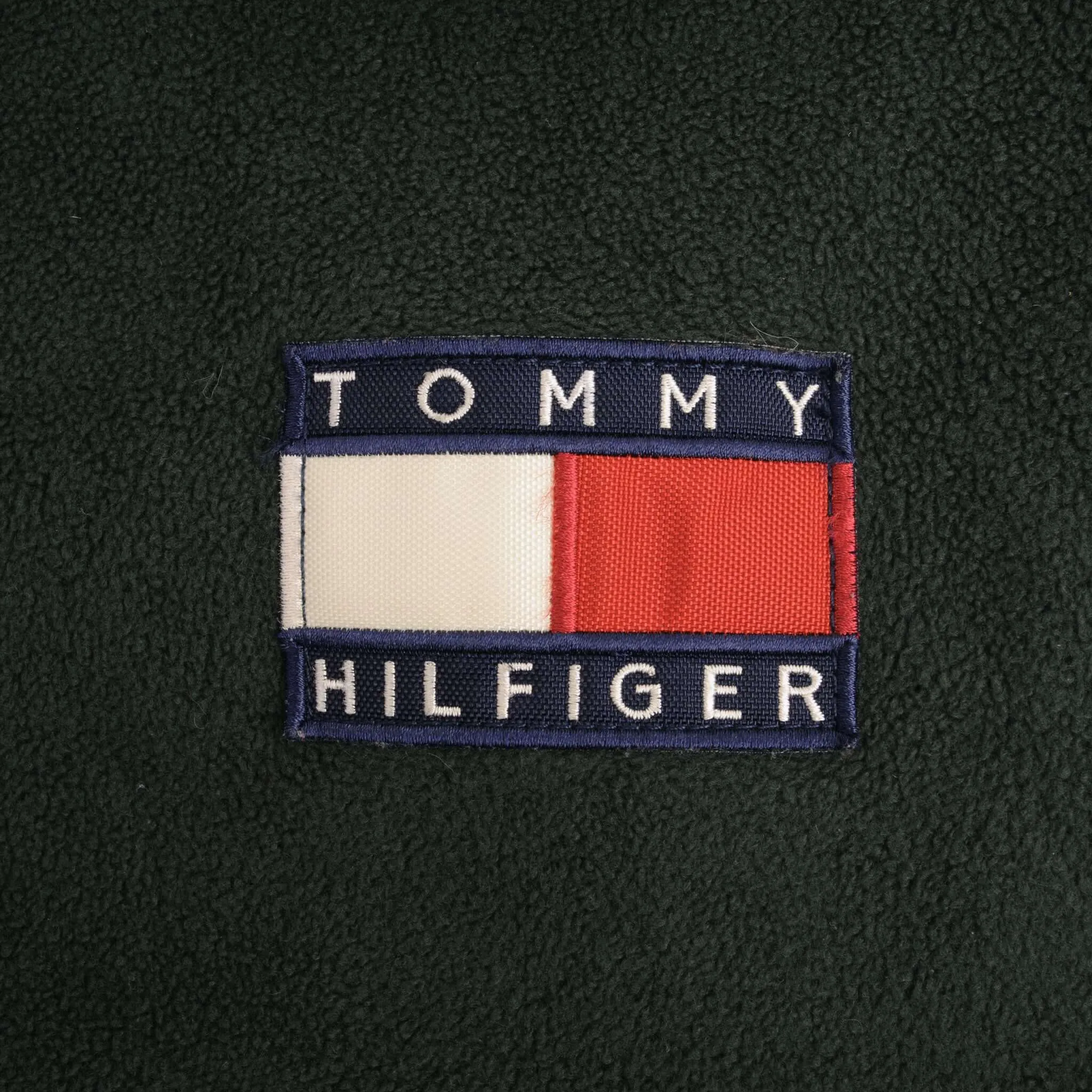 VINTAGE TOMMY HILFIGER PINE GREEN FLEECE JACKET 1990S SIZE LARGE