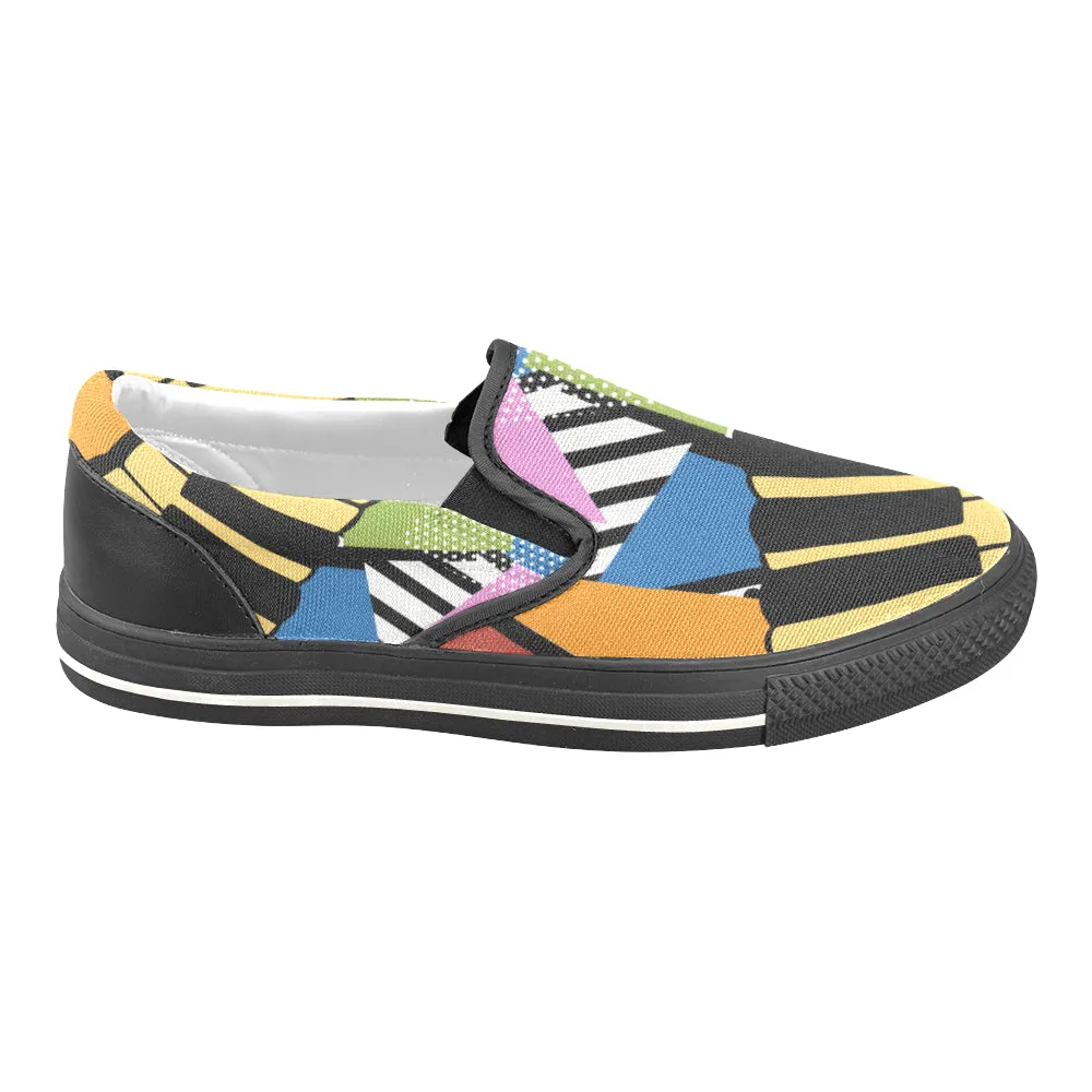 Women's Abstract Piano Pop Art Print Canvas Slip-on Shoes