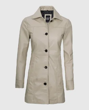 Women's Biege Leather Coat