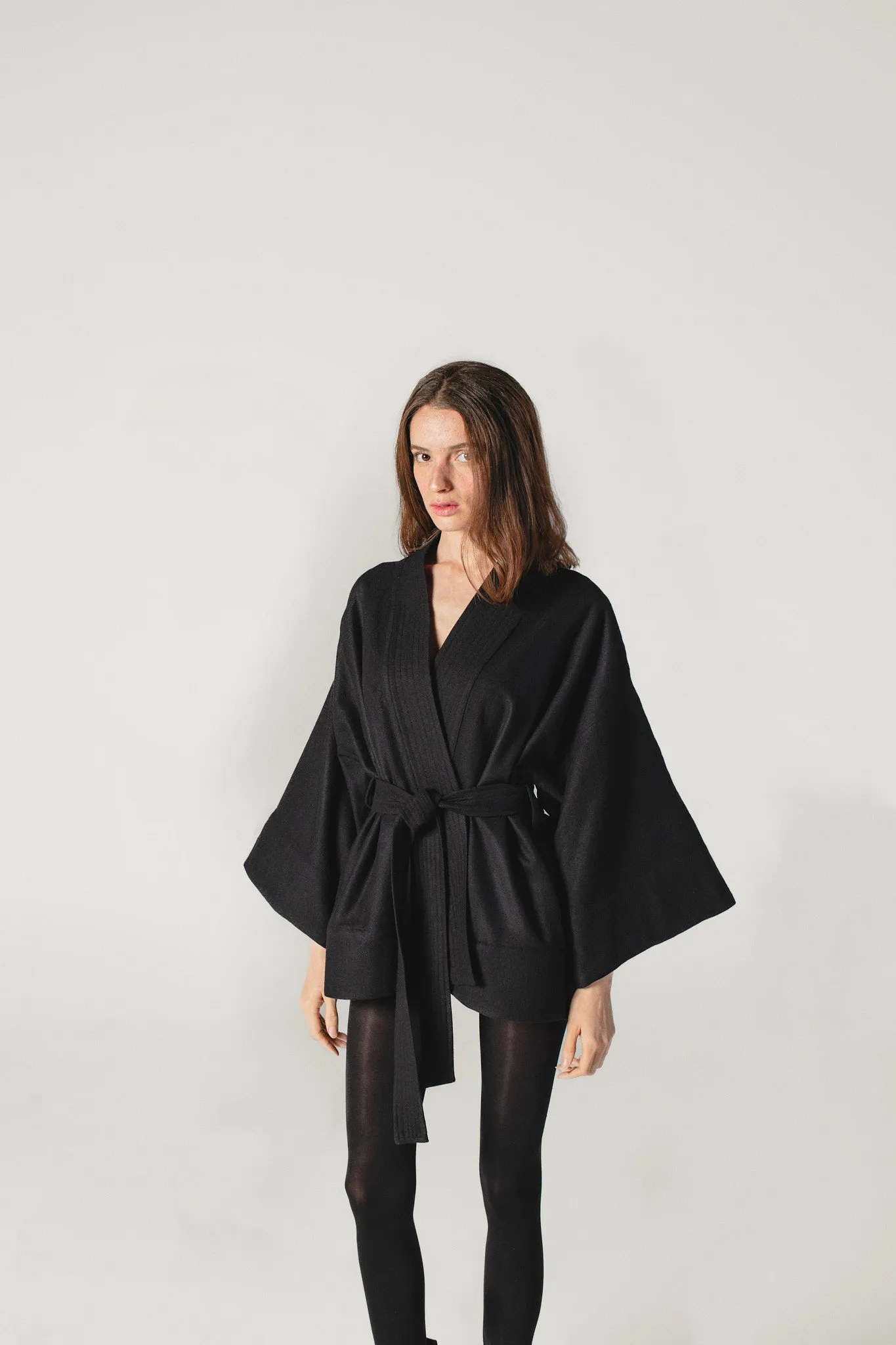 Wool Kimono Jacket Black