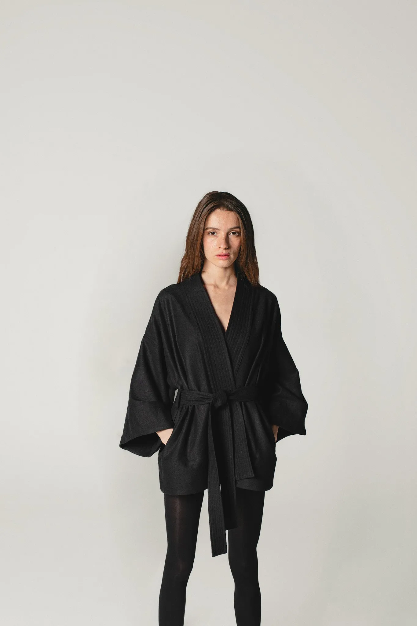 Wool Kimono Jacket Black