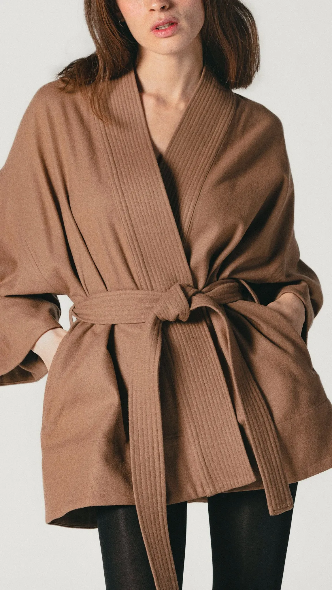 Wool Kimono Jacket Camel