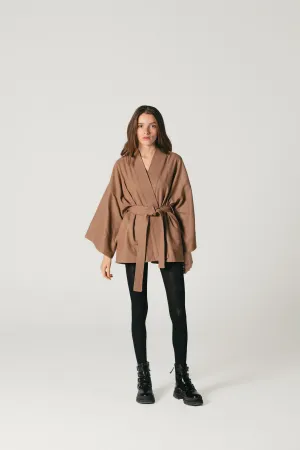 Wool Kimono Jacket Camel