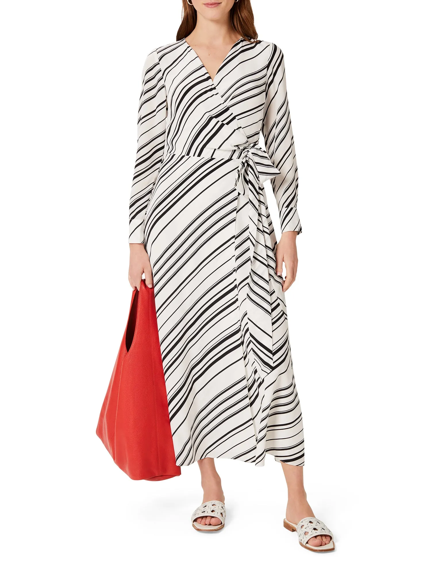 Yasmine Stripe Silk Wrap Dress